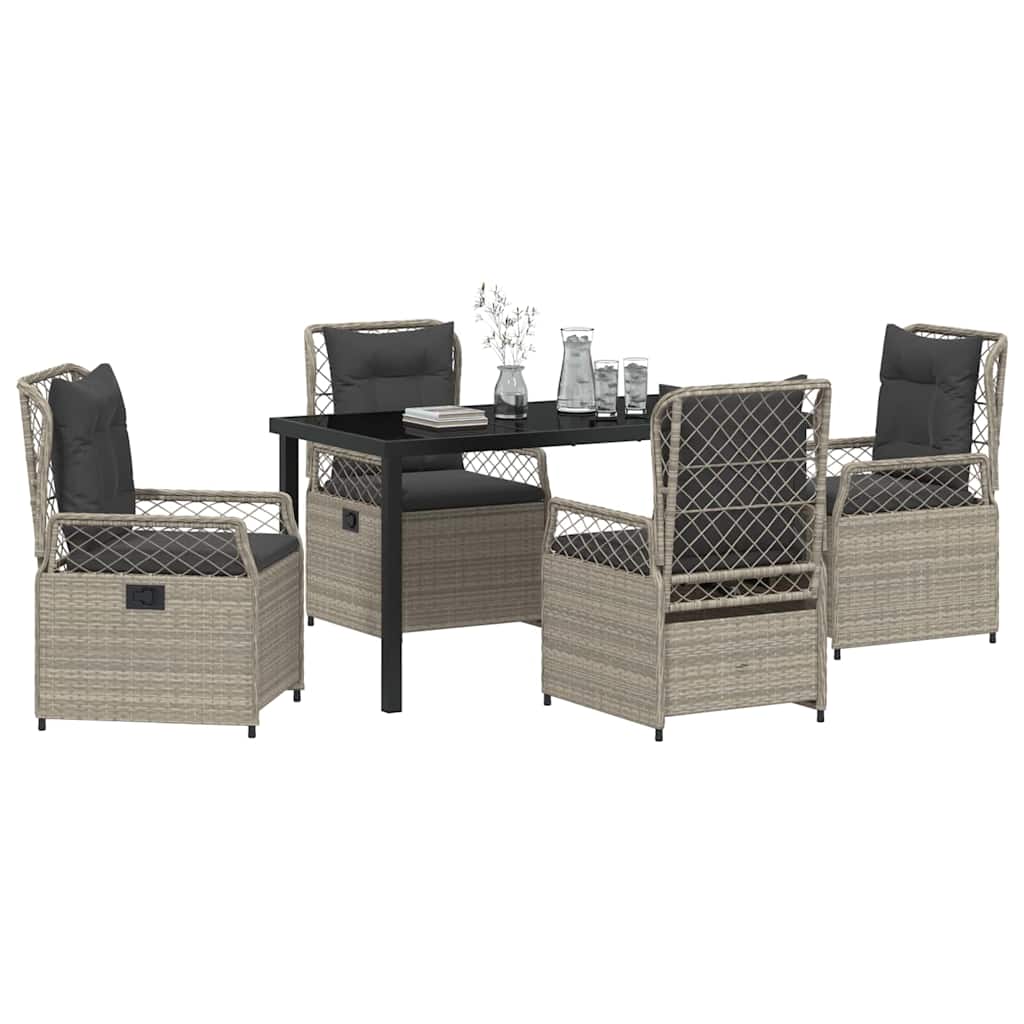 Set da Pranzo per Giardino 5 pz Grigio chiaro polyrattan