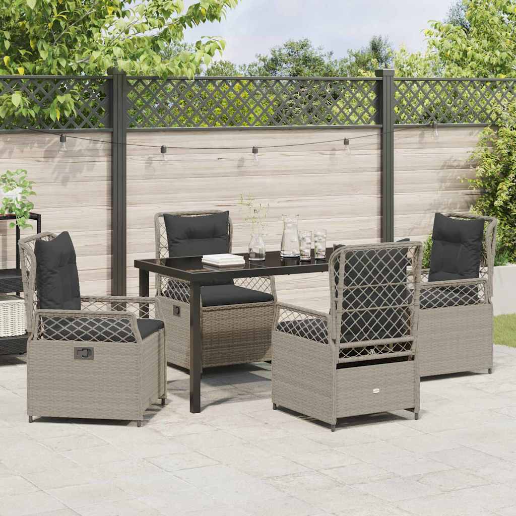 Set da Pranzo per Giardino 5 pz Grigio chiaro polyrattan