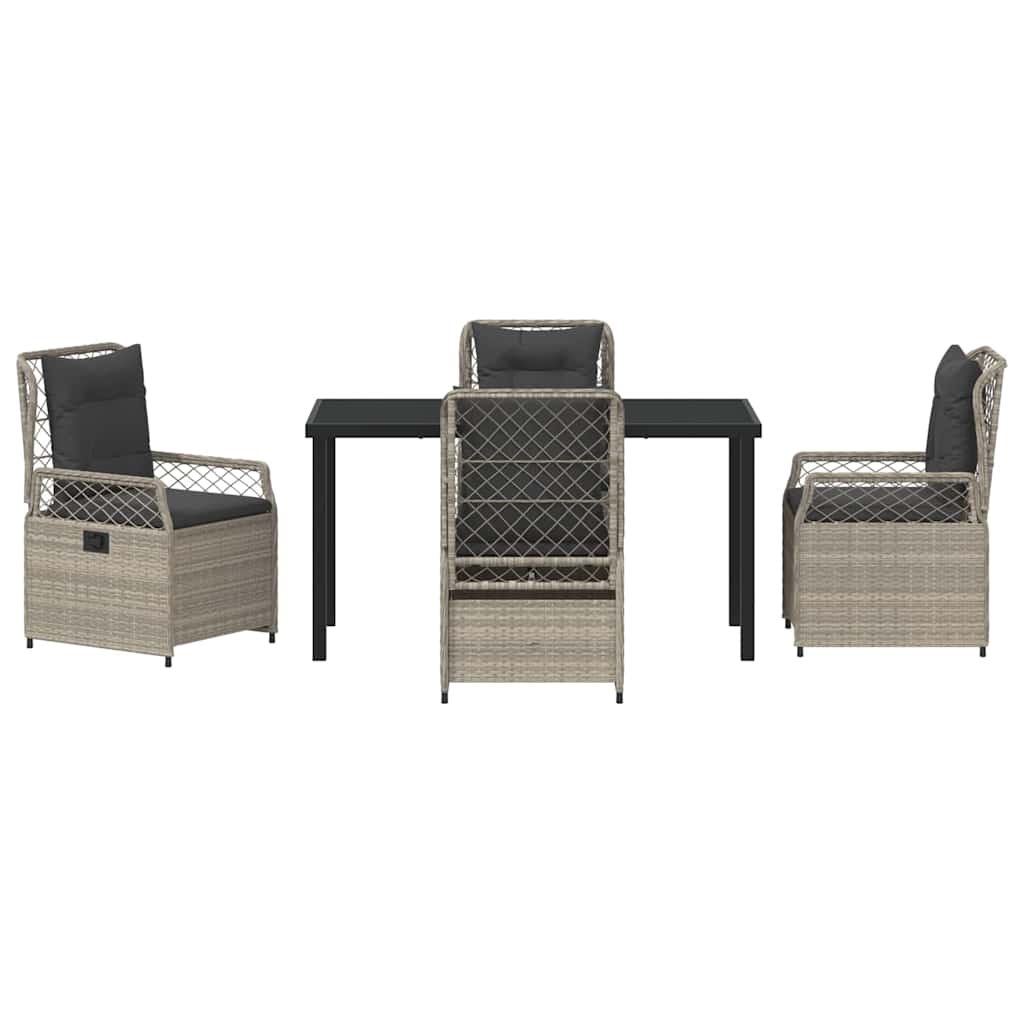 Set da Pranzo per Giardino 5 pz Grigio chiaro polyrattan