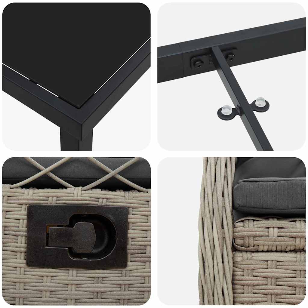 Set da Pranzo per Giardino 5 pz Grigio chiaro polyrattan