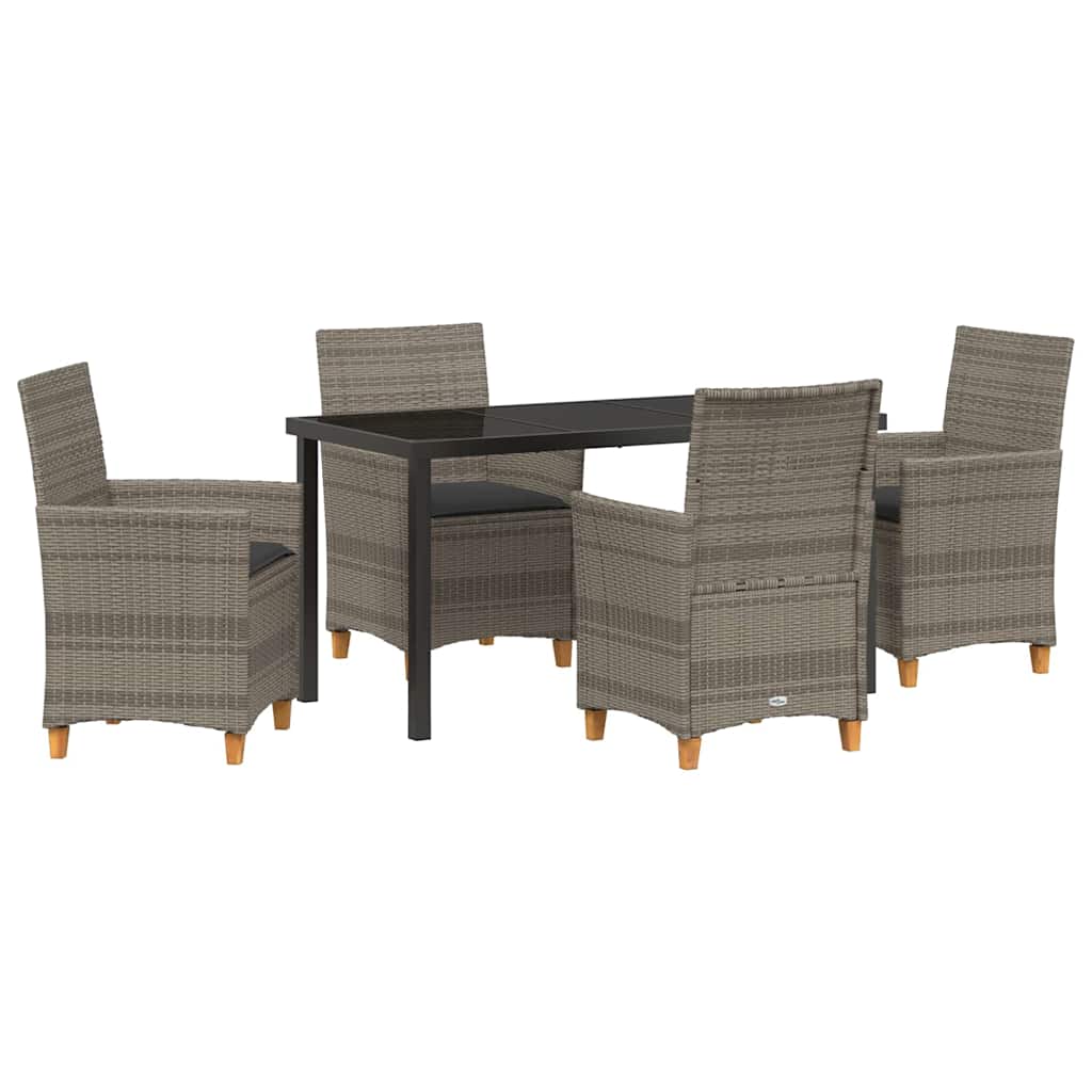 Set da Pranzo per Giardino 5 pz Grigio polyrattan