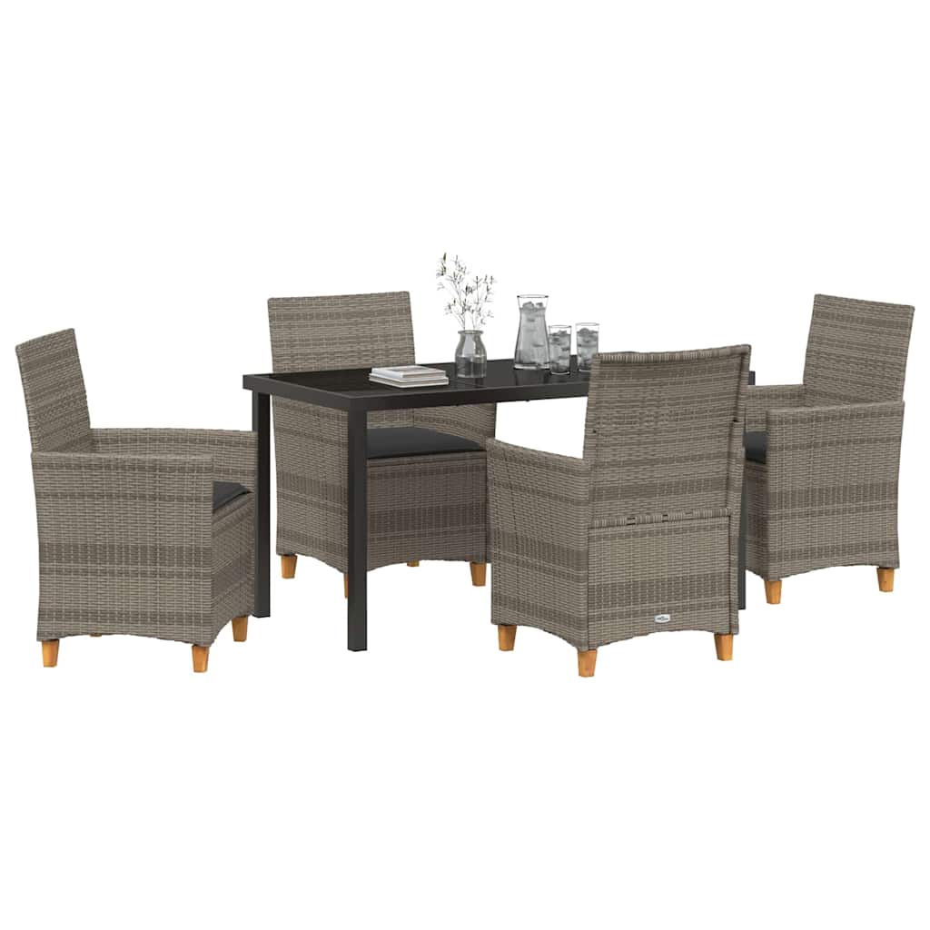 Set da Pranzo per Giardino 5 pz Grigio polyrattan