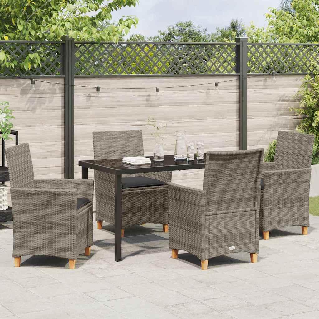 Set da Pranzo per Giardino 5 pz Grigio polyrattan