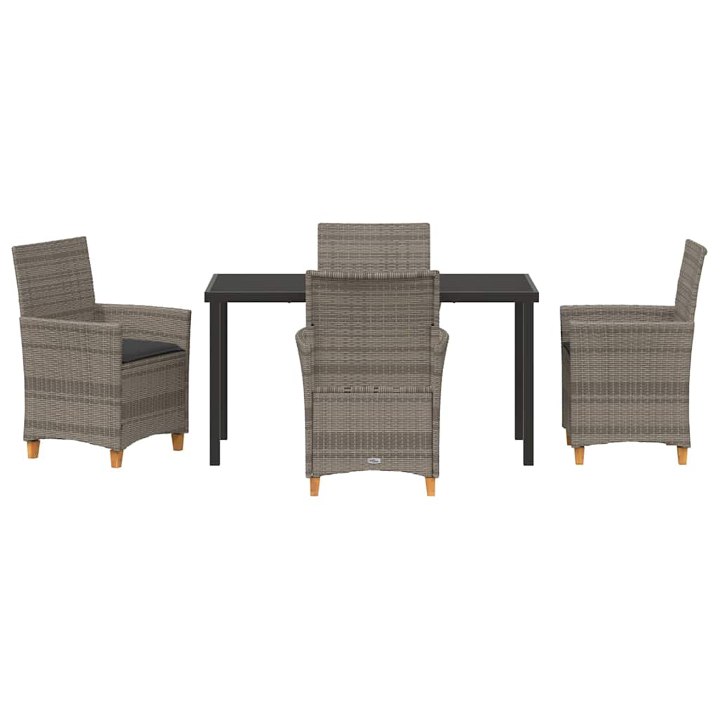 Set da Pranzo per Giardino 5 pz Grigio polyrattan
