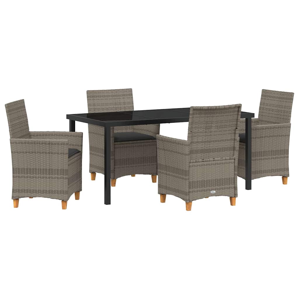 Set da Pranzo per Giardino 5 pz Grigio polyrattan