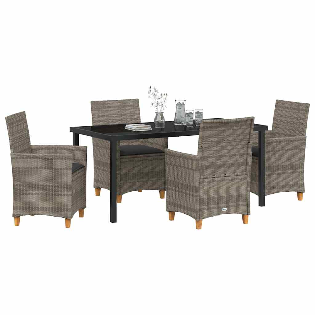Set da Pranzo per Giardino 5 pz Grigio polyrattan