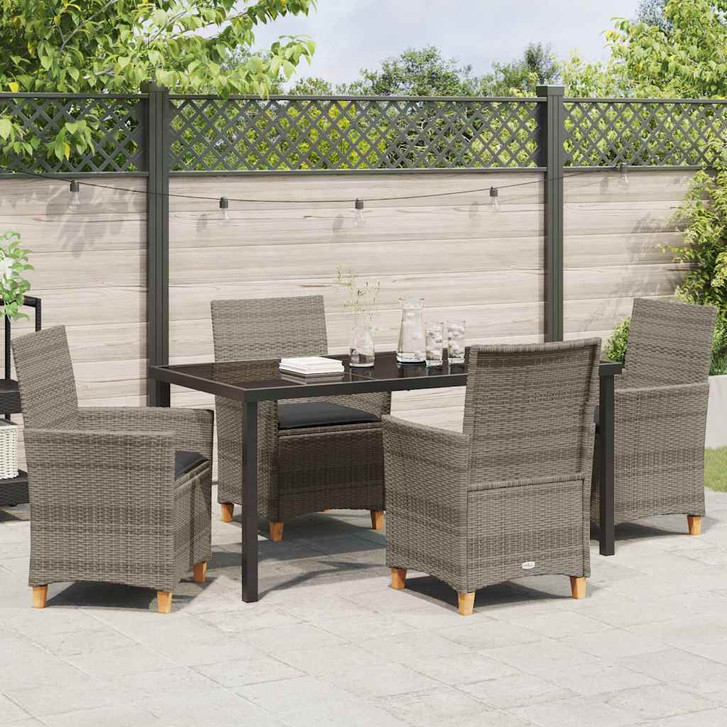 Set da Pranzo per Giardino 5 pz Grigio polyrattan