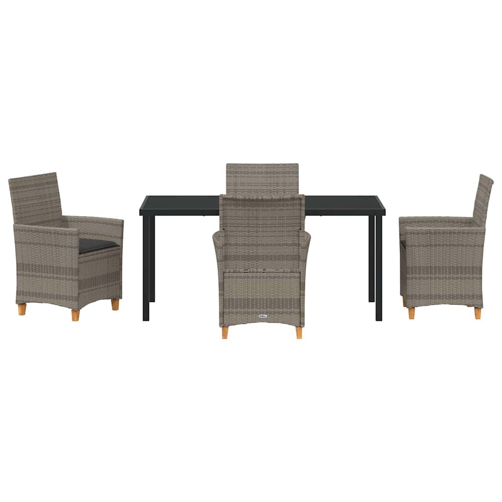 Set da Pranzo per Giardino 5 pz Grigio polyrattan