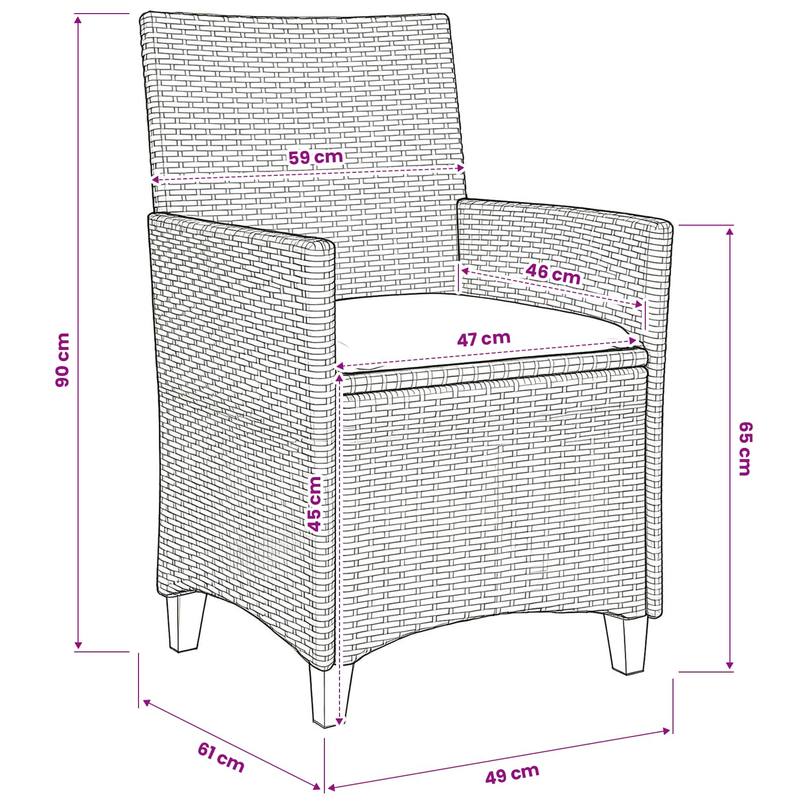 Set da Pranzo per Giardino 5 pz Nero polyrattan