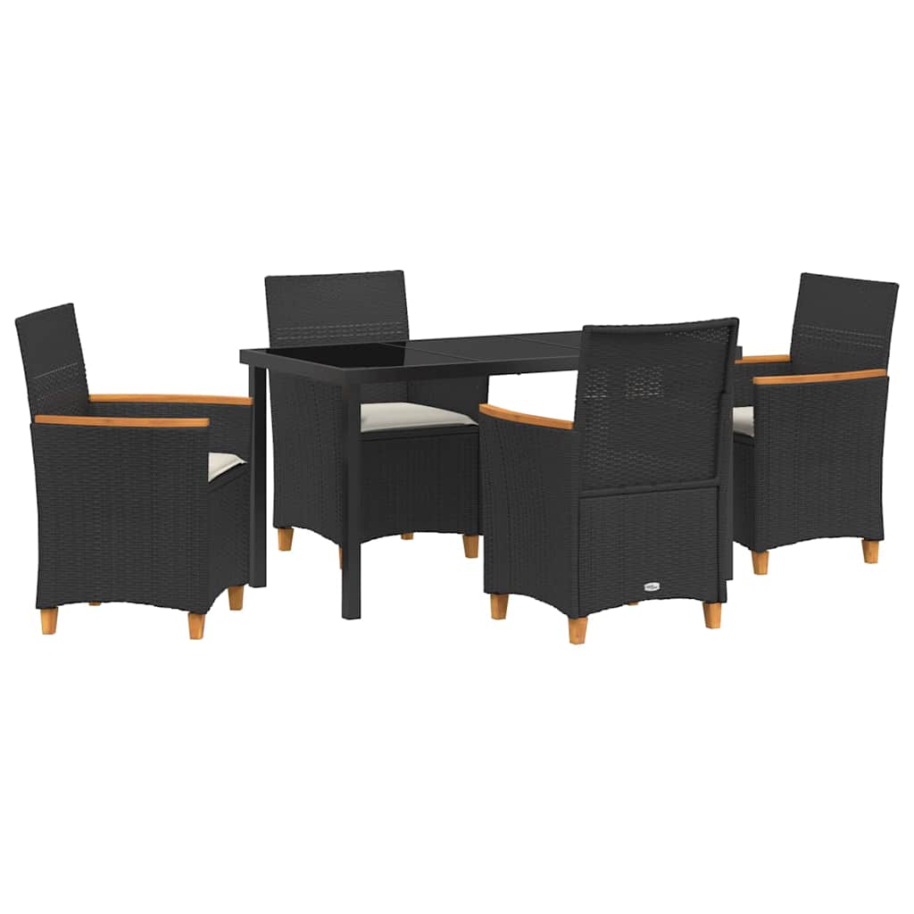 Set da Pranzo per Giardino 5 pz Nero polyrattan