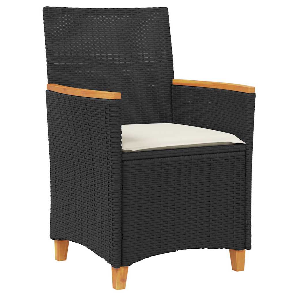 Set da Pranzo per Giardino 5 pz Nero polyrattan