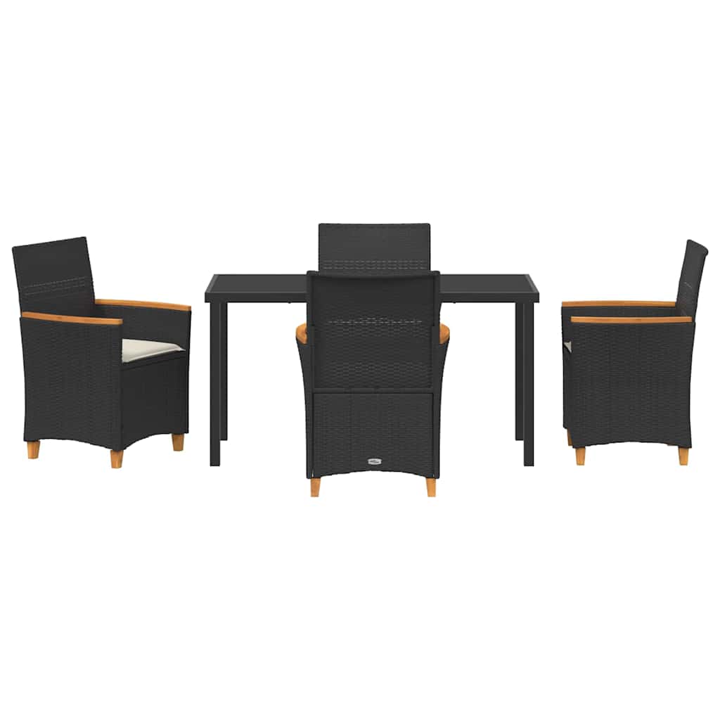 Set da Pranzo per Giardino 5 pz Nero polyrattan
