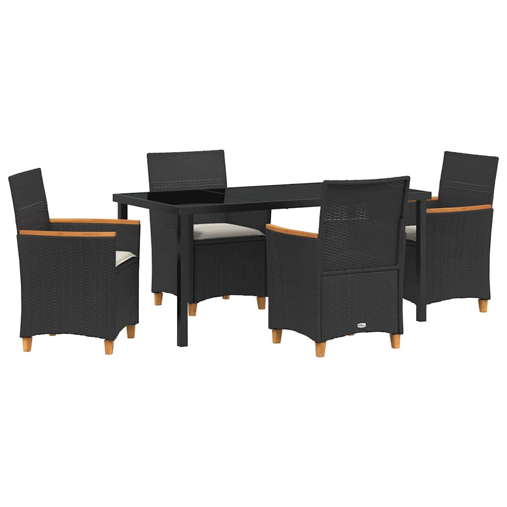 Set da Pranzo per Giardino 5 pz Nero polyrattan