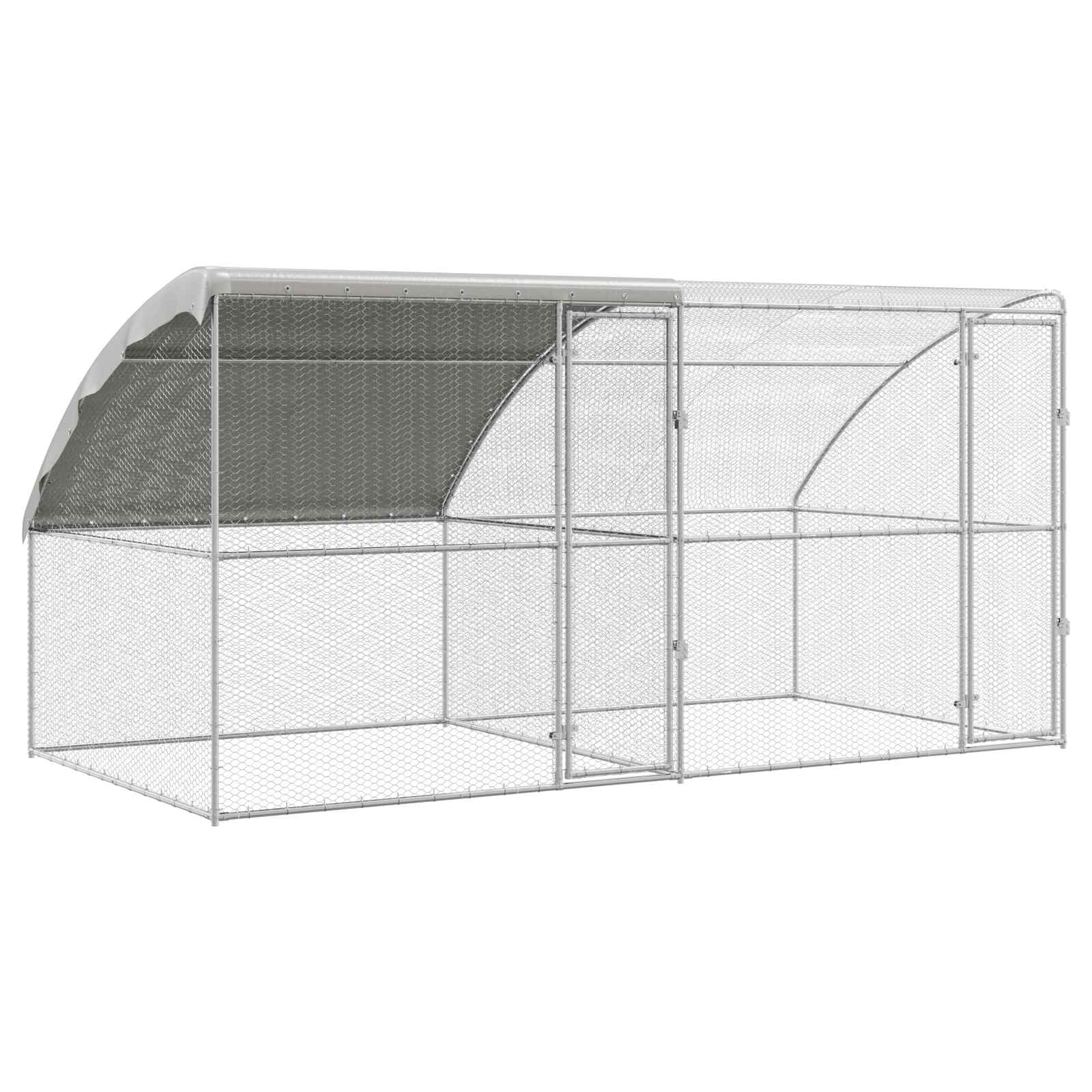 Gabbia per polli con 2 porte 2 pz Argento 400x200x200cm