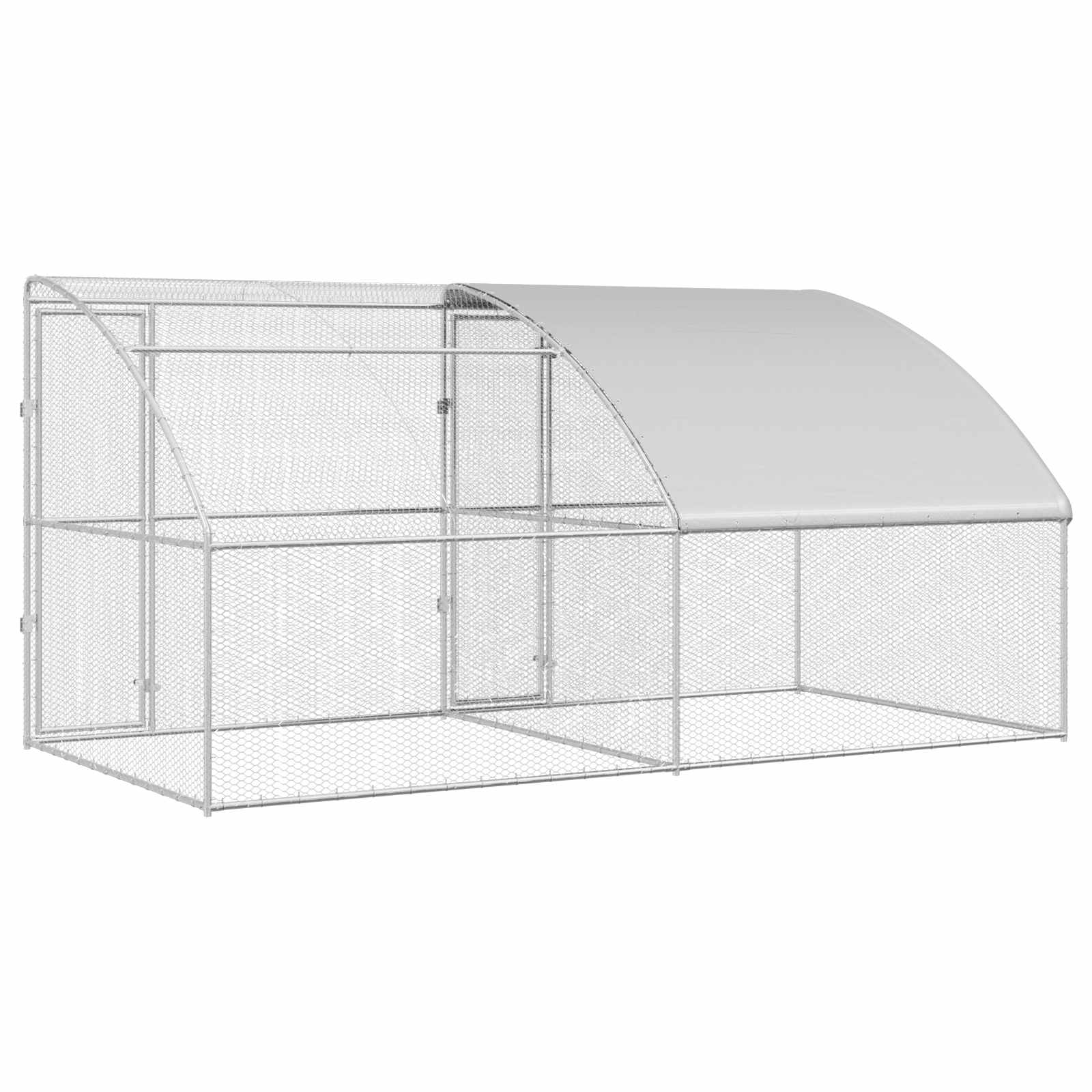 Gabbia per polli con 2 porte 2 pz Argento 400x200x200cm