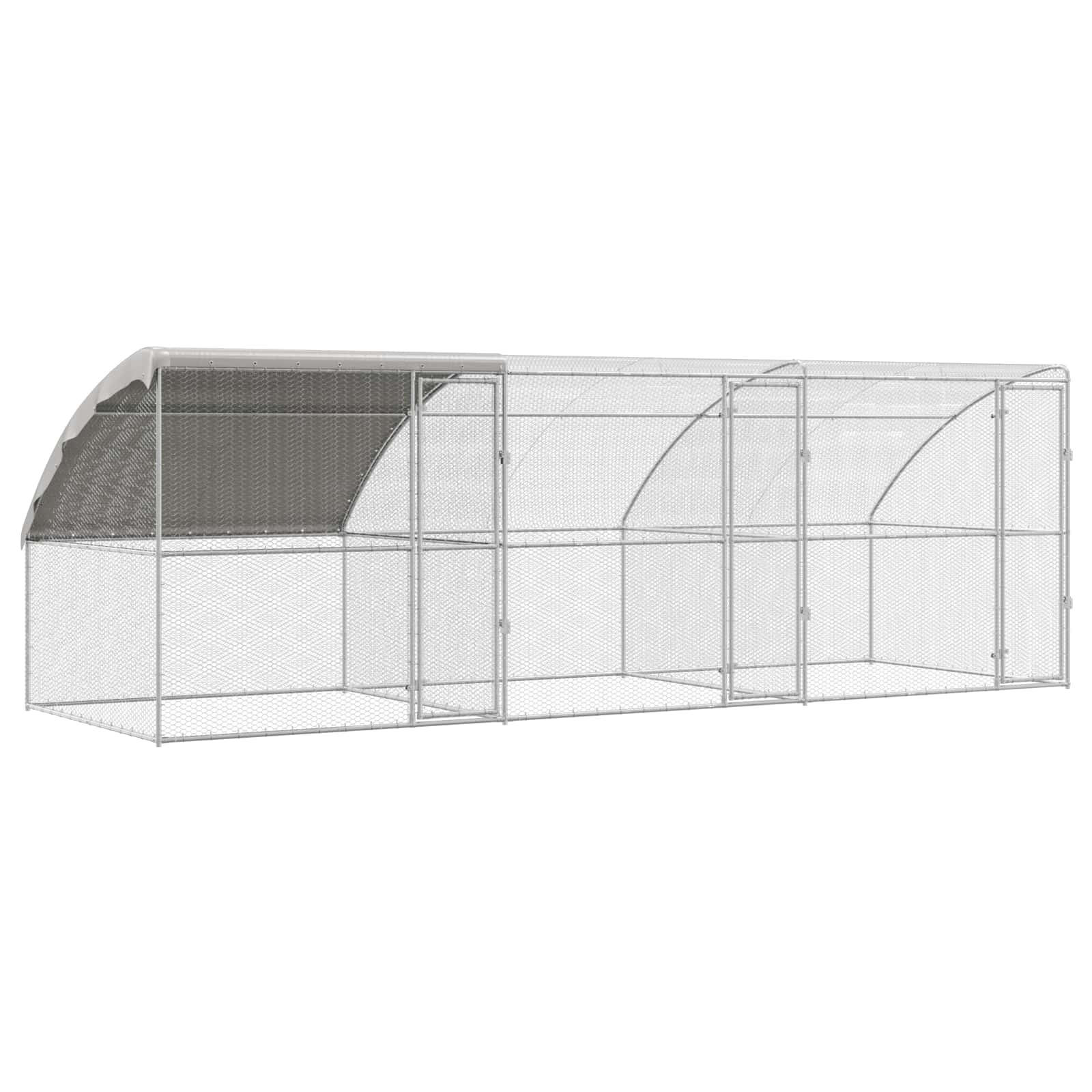 Gabbia per polli con 3 porte 3 pz Argento 600x200x200 cm
