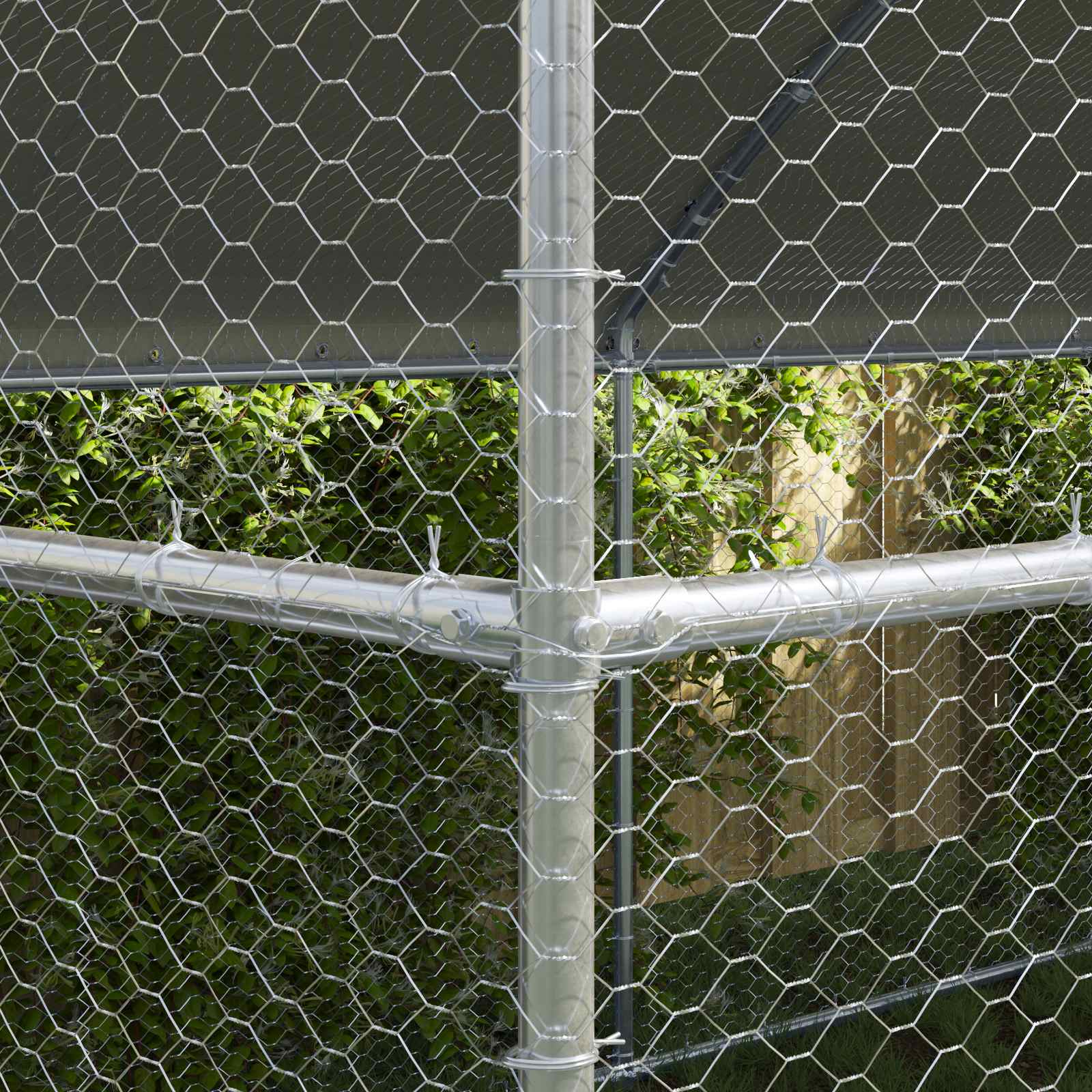 Gabbia per polli con 3 porte 3 pz Argento 600x200x200 cm