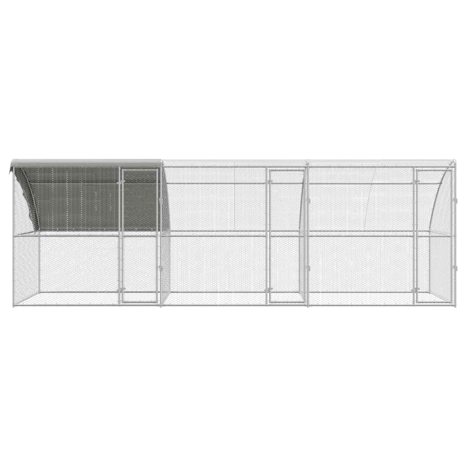 Gabbia per polli con 3 porte 3 pz Argento 600x200x200 cm