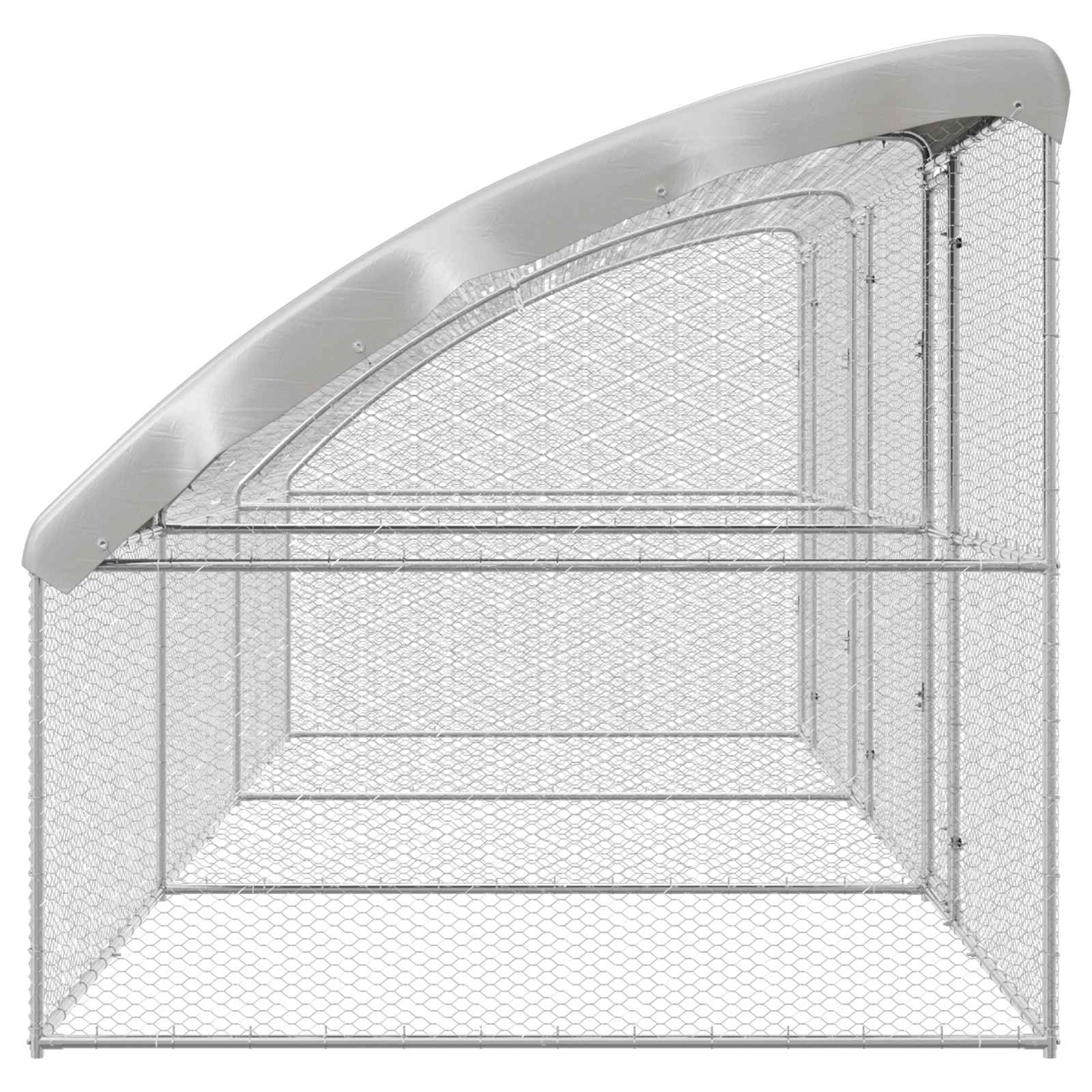 Gabbia per polli con 3 porte 3 pz Argento 600x200x200 cm
