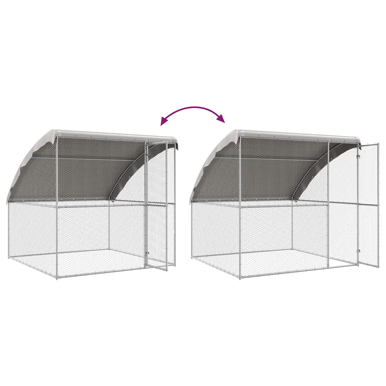 Gabbia per polli con 3 porte 3 pz Argento 600x200x200 cm