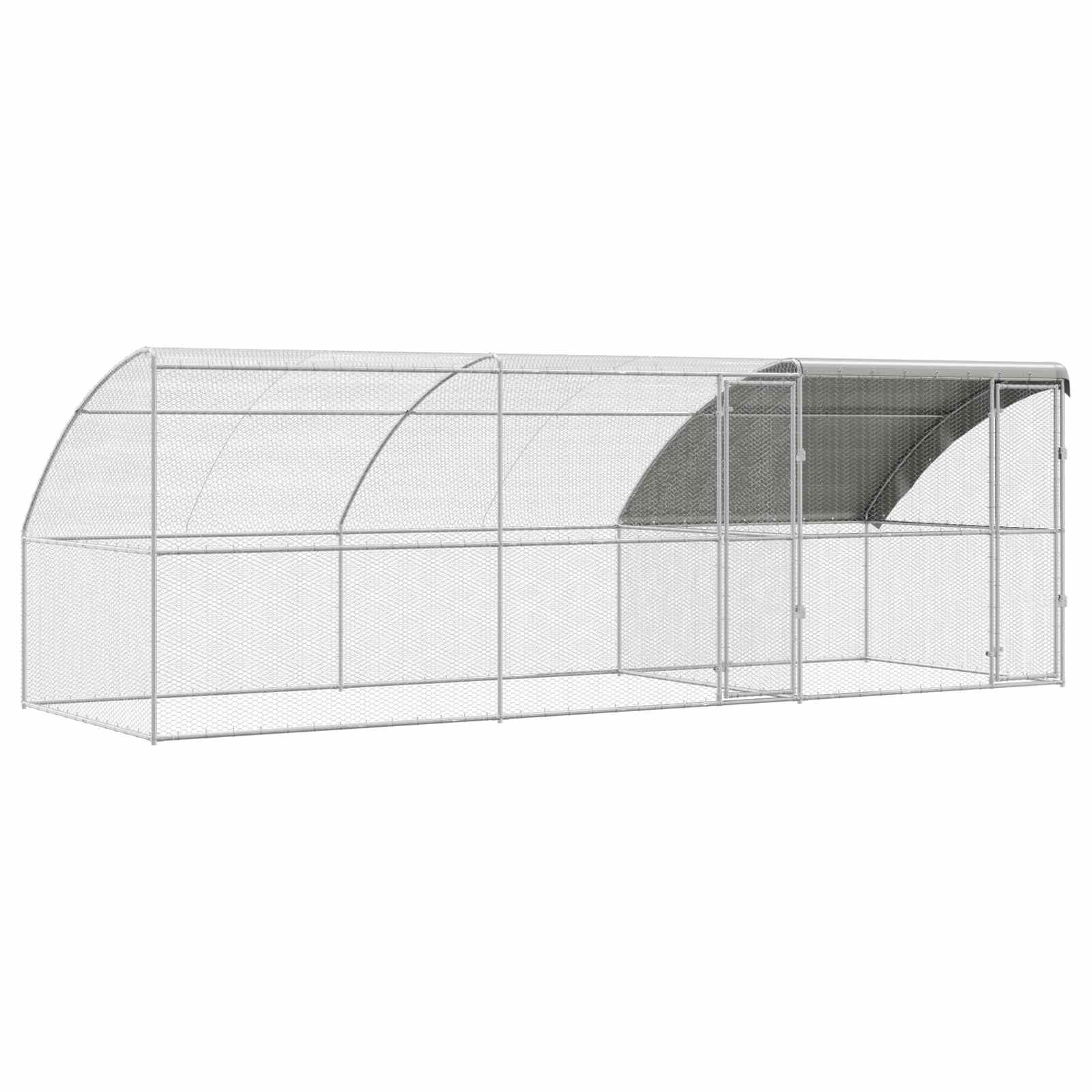 Gabbia per polli con 2 porte 3 pz Argento 600x200x200cm