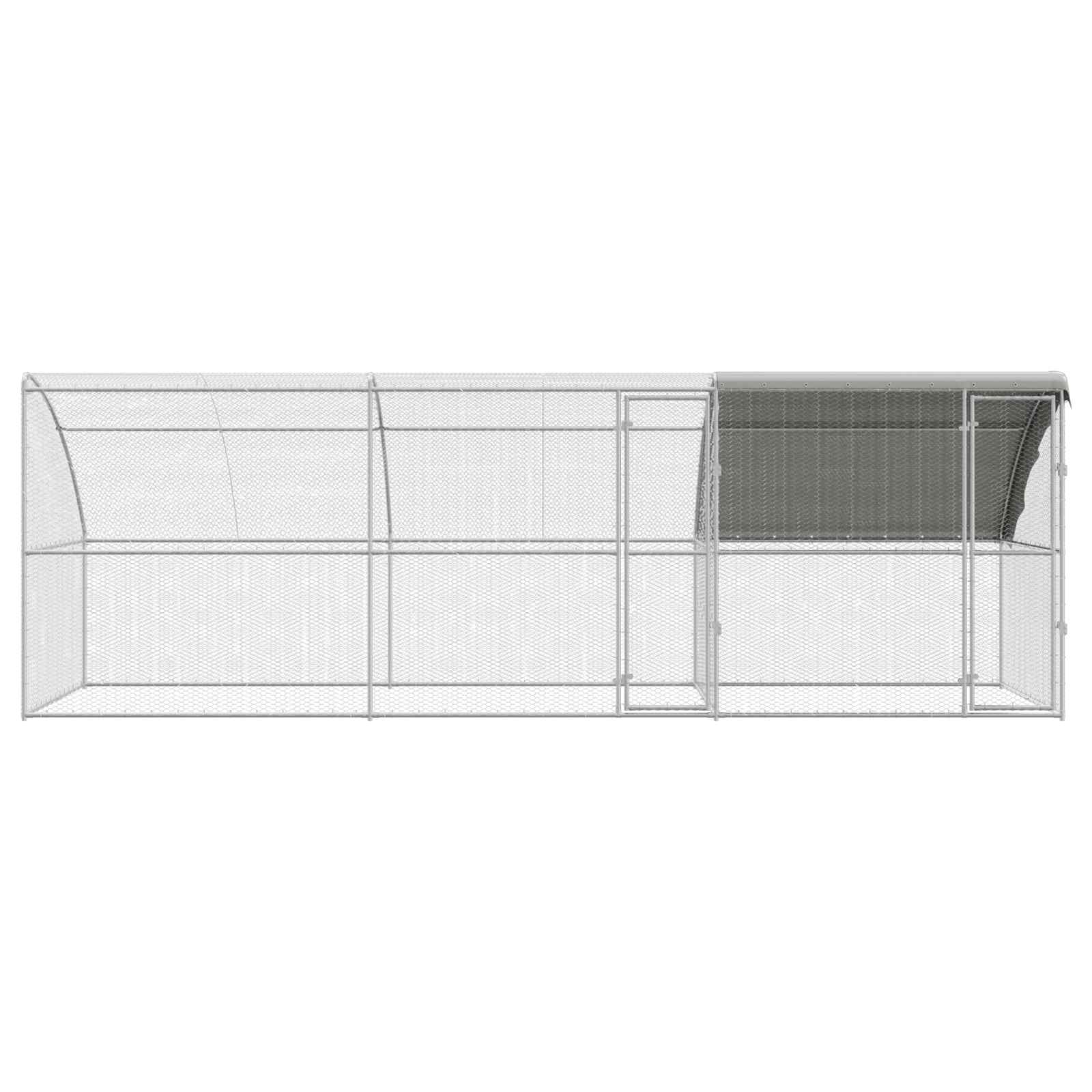 Gabbia per polli con 2 porte 3 pz Argento 600x200x200cm
