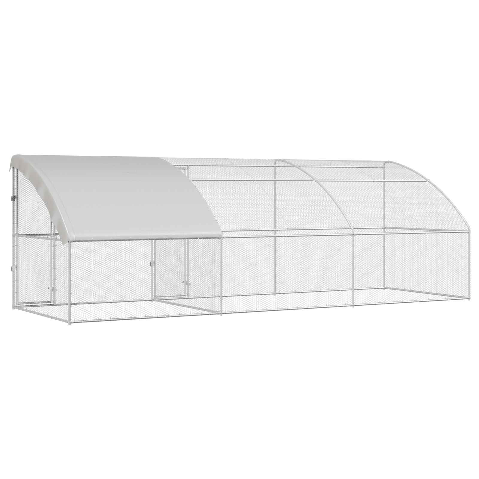 Gabbia per polli con 2 porte 3 pz Argento 600x200x200cm