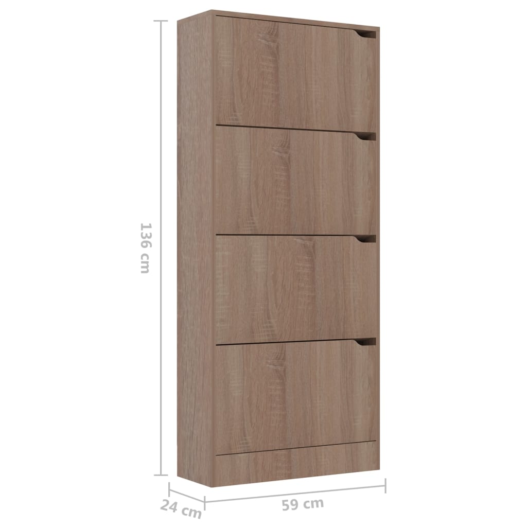 Scarpiera 4 Ante Rovere Sonoma 59x24x136 cm Legno Multistrato