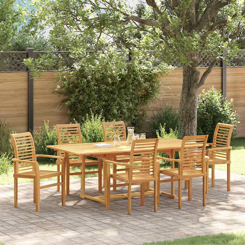 Set da Pranzo per Giardino 7 pz Marrone 200 x 100 x 75 cm