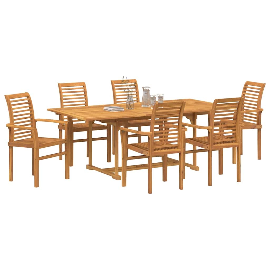 Set da Pranzo per Giardino 7 pz Marrone 200 x 100 x 75 cm