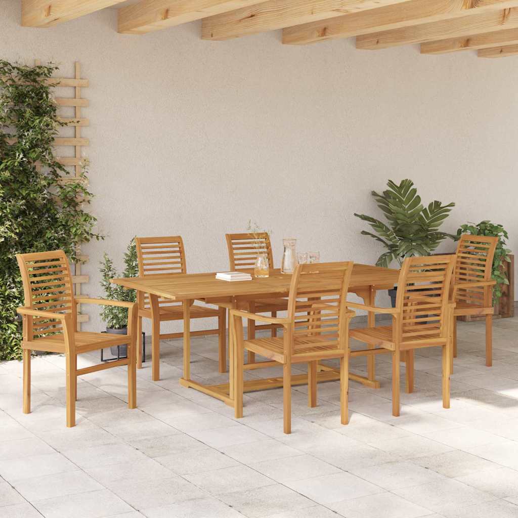 Set da Pranzo per Giardino 7 pz Marrone 200 x 100 x 75 cm
