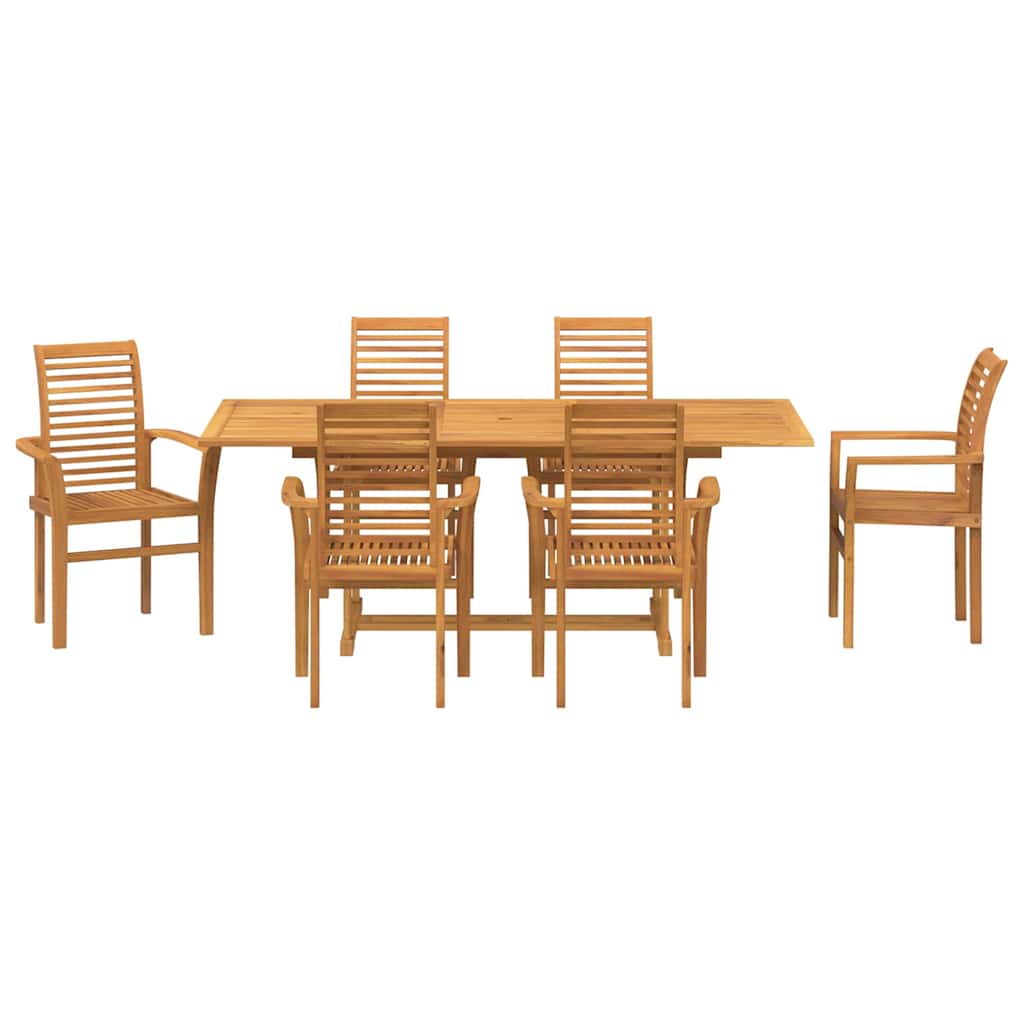 Set da Pranzo per Giardino 7 pz Marrone 200 x 100 x 75 cm