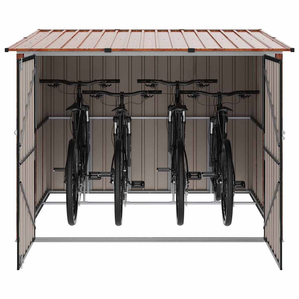 Capanno per Biciclette 3 pz Marrone 216 x 207 x 158 cm Metallo