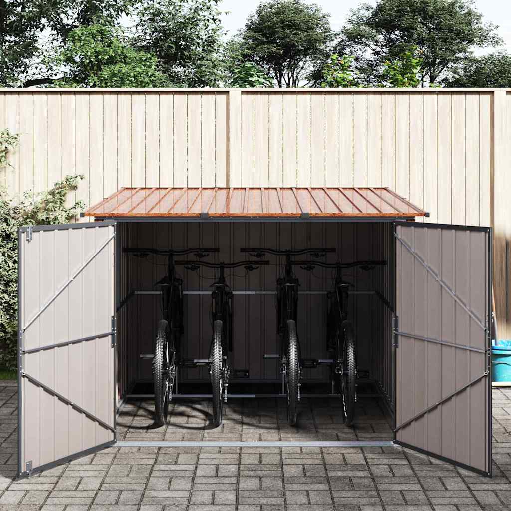Capanno per Biciclette 3 pz Marrone 216 x 207 x 158 cm Metallo