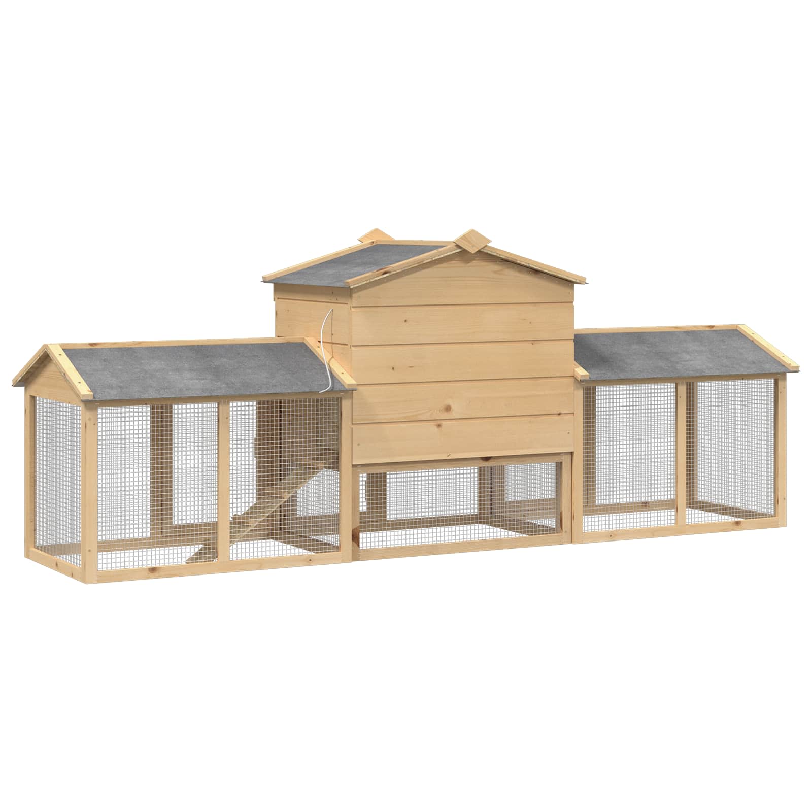 Pollaio 3 pz Marrone 225 x 60 x 89 cm Legno Massello di Pino