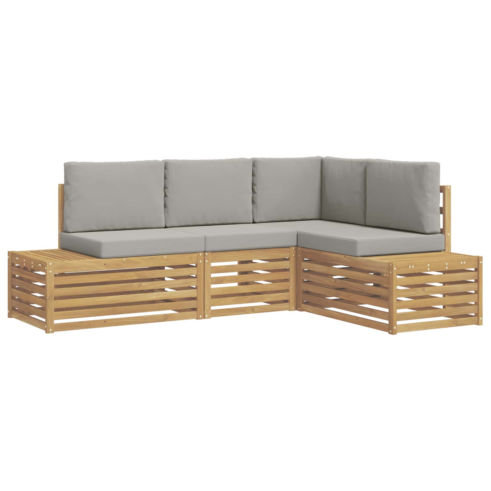 Set di divani da esterno 4 Pezzo Bianco e Grigio Chiaro