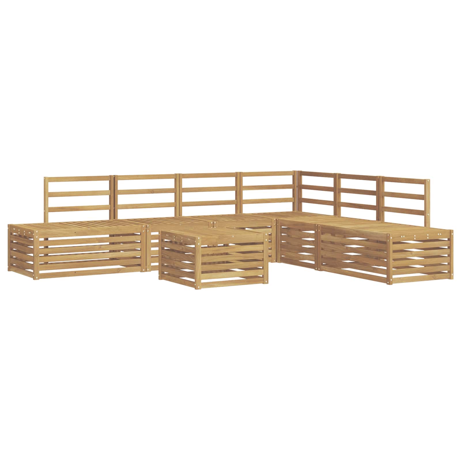 7 pz Set di divani da esterno Legno di Acacia Massello Bianco