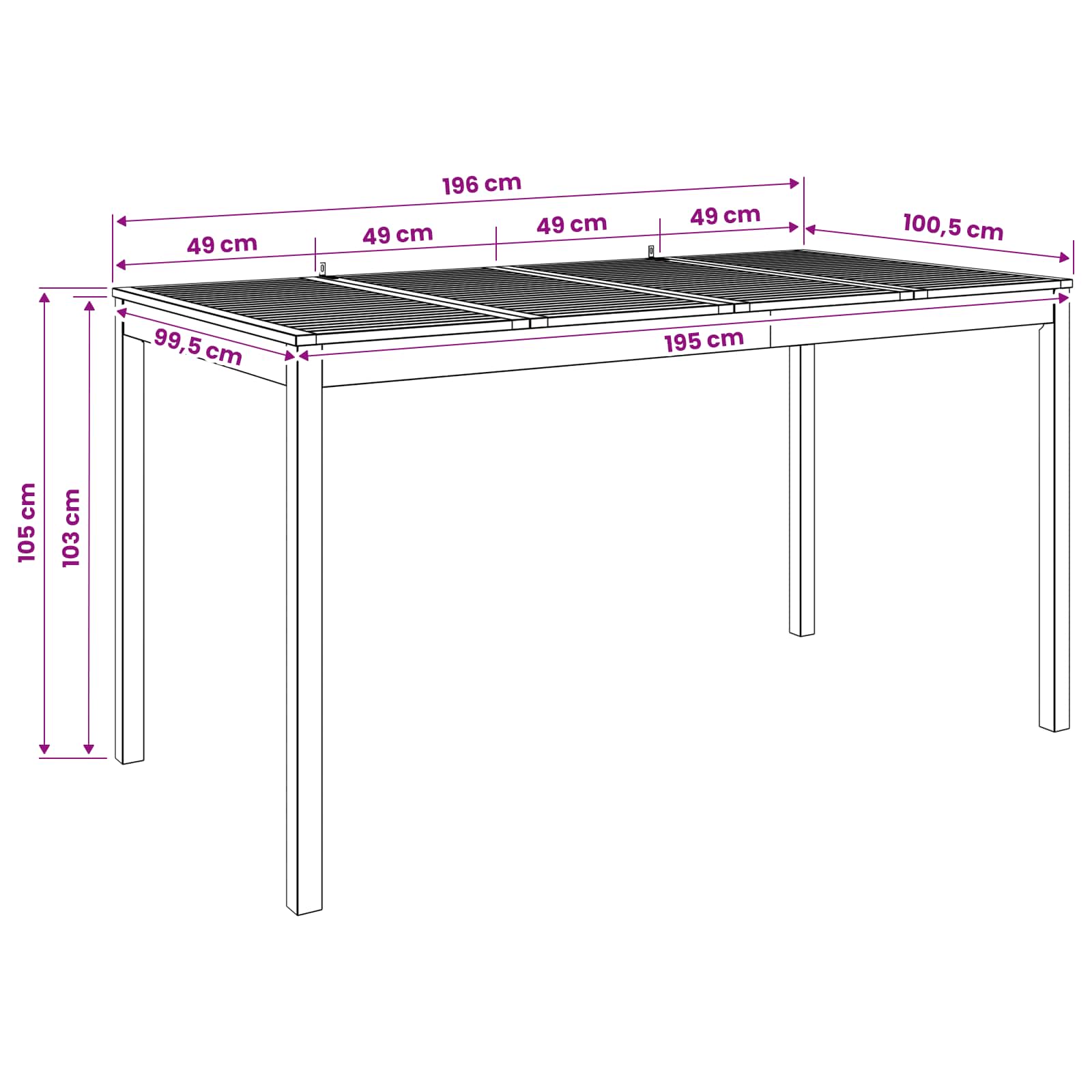 Tavolo Bar da Giardino Naturale 196 x 100 x 105 cm