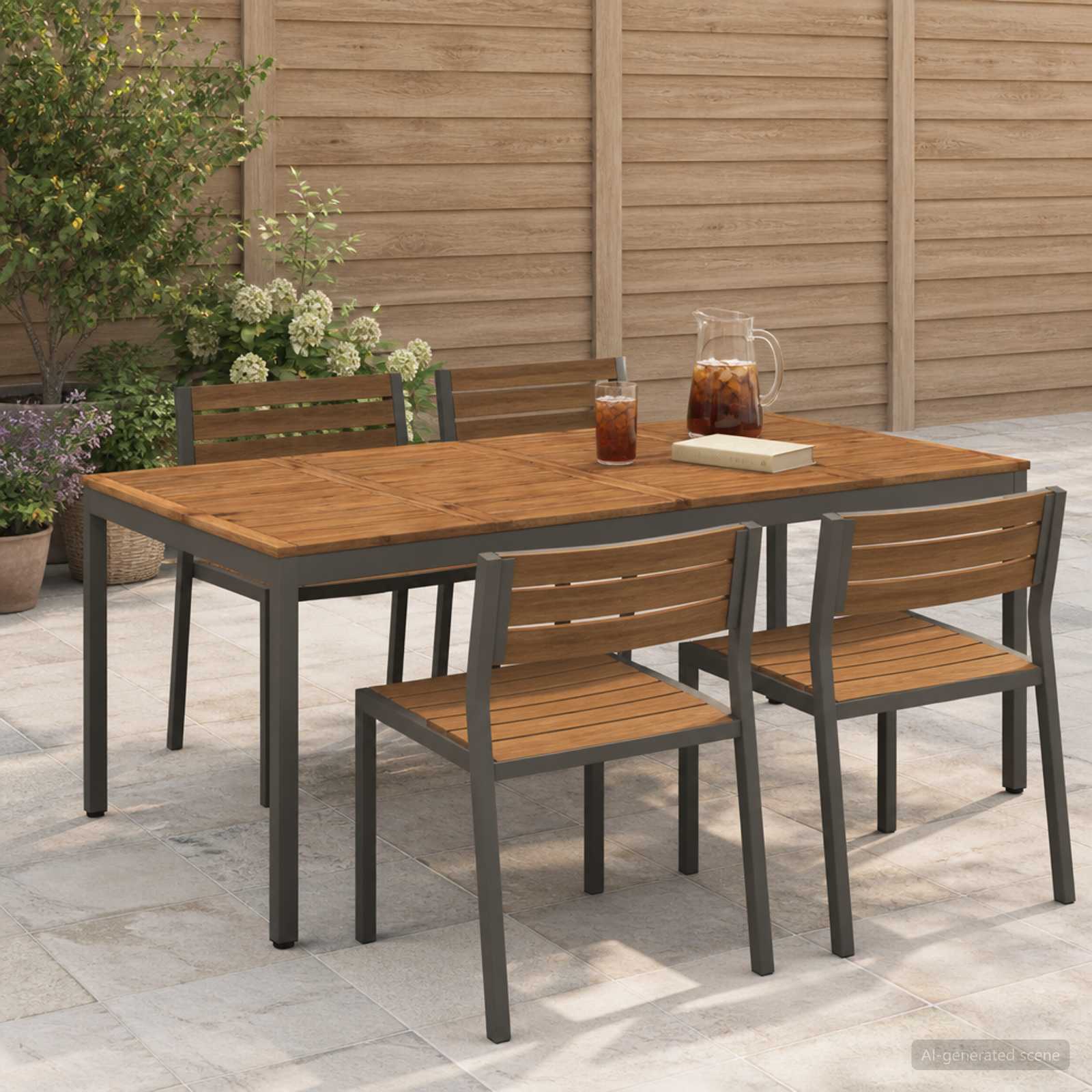 Tavolo da cena da giardino Naturale e Caffè 196 x 100,5 x 75 cm