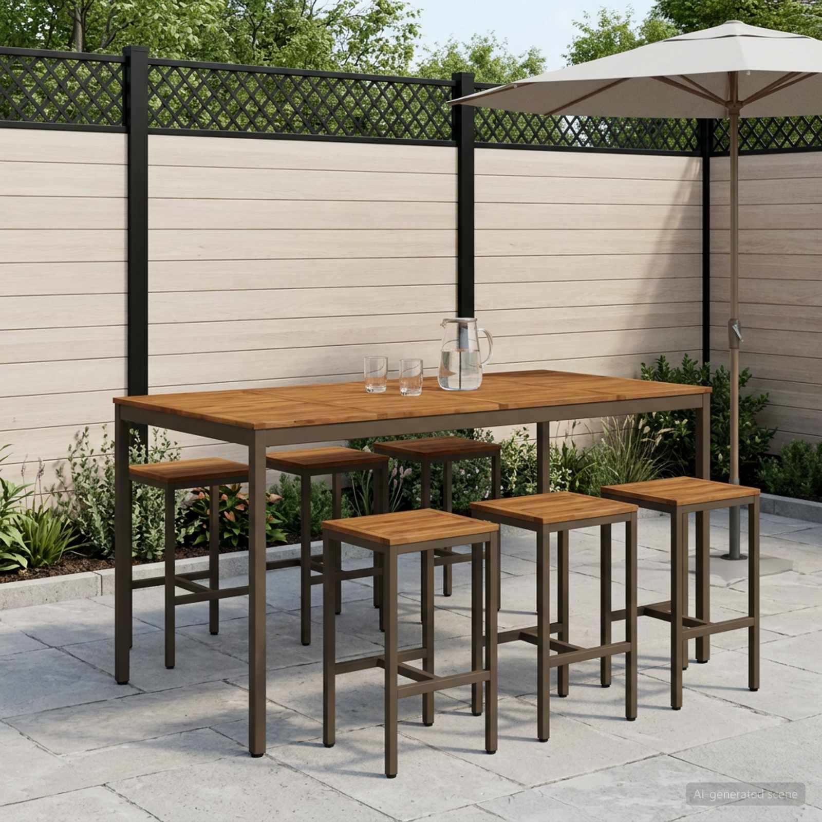 Tavolo Bar da Giardino Naturale e Caffè 196 x 100,5 x 105 cm