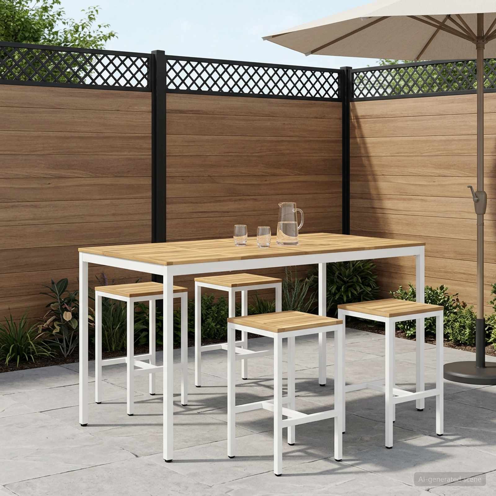 Tavolo Bar da Giardino Bianco 196 x 100,5 x 105 cm