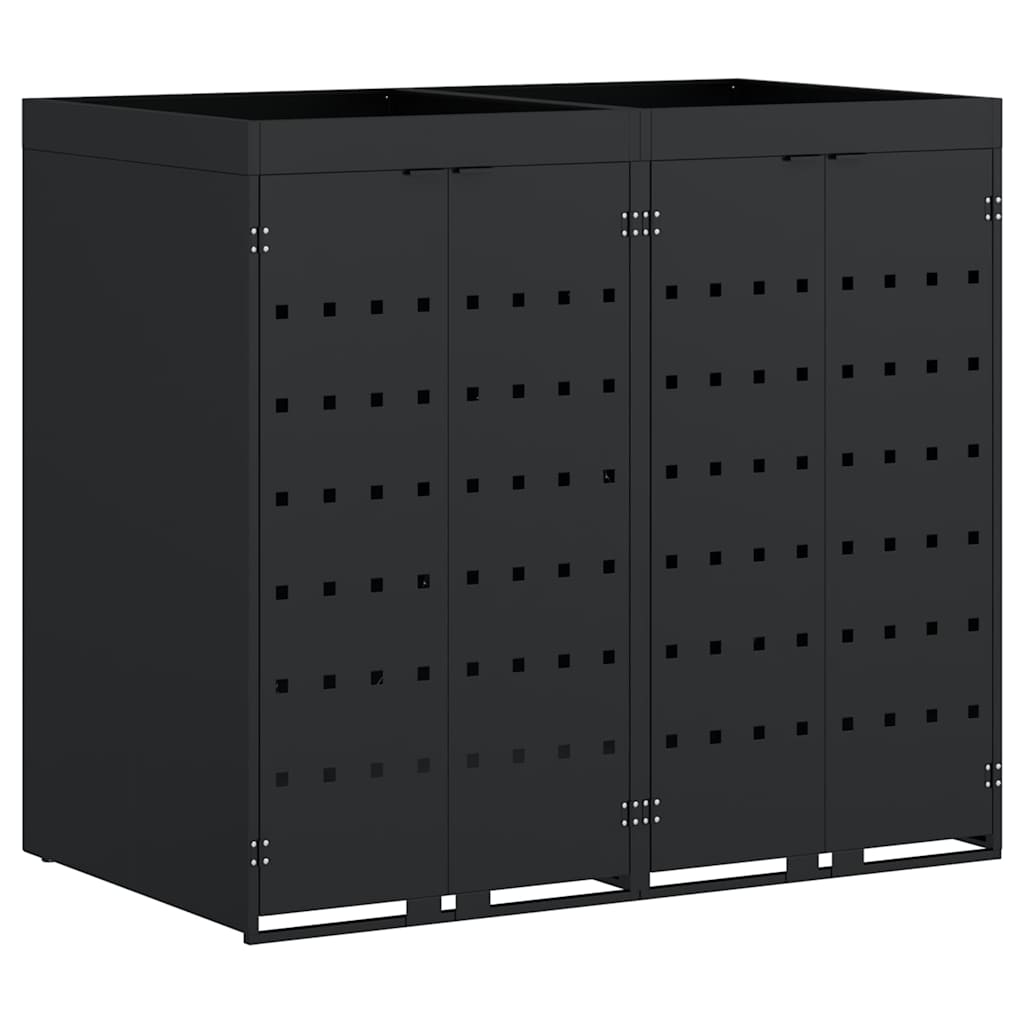 Contenitore per Rifiuti per 2 Bidoni Nero 136 x 77,5 x 121,5 cm