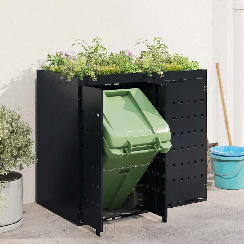 Contenitore per Rifiuti per 2 Bidoni Nero 136 x 77,5 x 121,5 cm