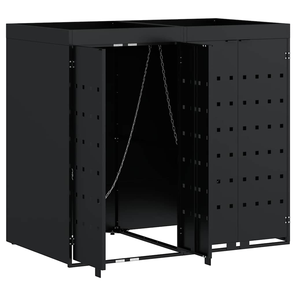 Contenitore per Rifiuti per 2 Bidoni Nero 136 x 77,5 x 121,5 cm