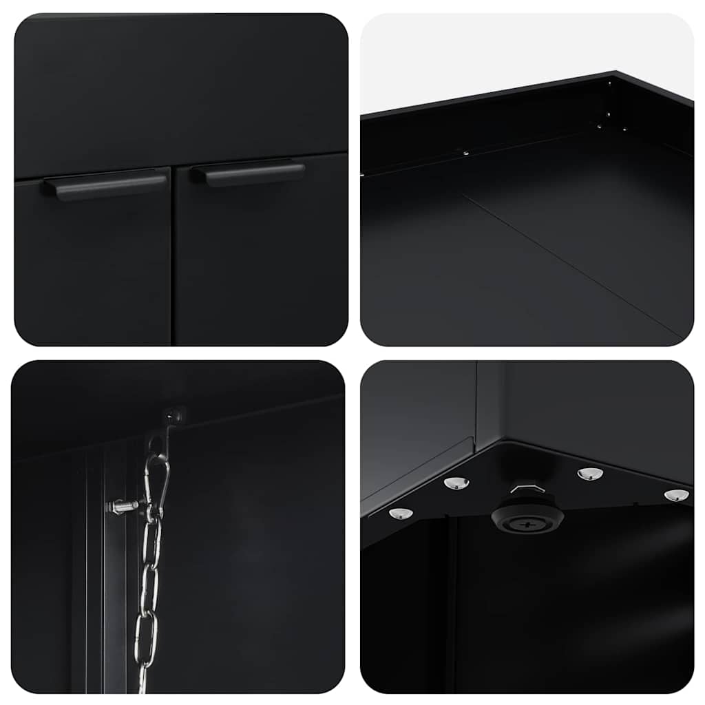 Contenitore per Rifiuti per 3 Bidoni Nero 204 x 77,5 x 121,5 cm