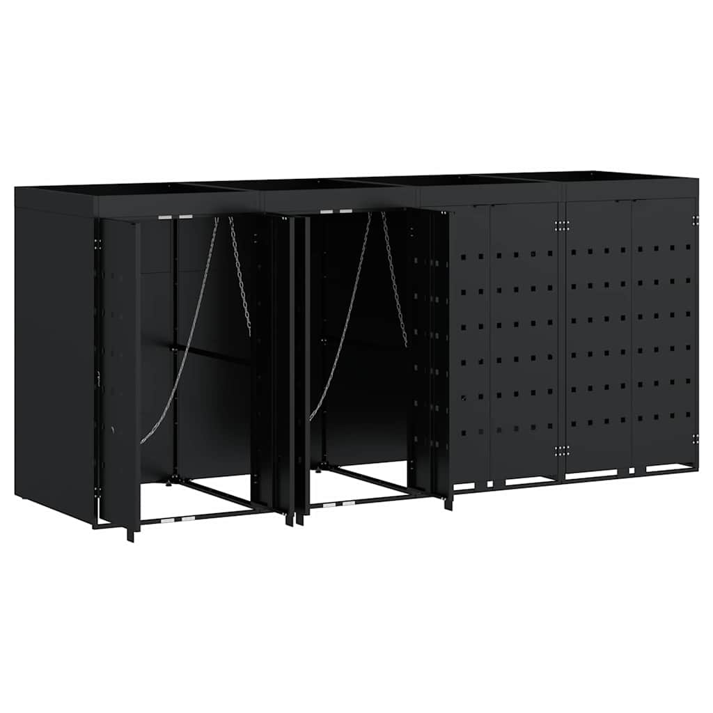 Contenitore per Rifiuti per 4 Bidoni Nero 272 x 77,5 x 121,5 cm