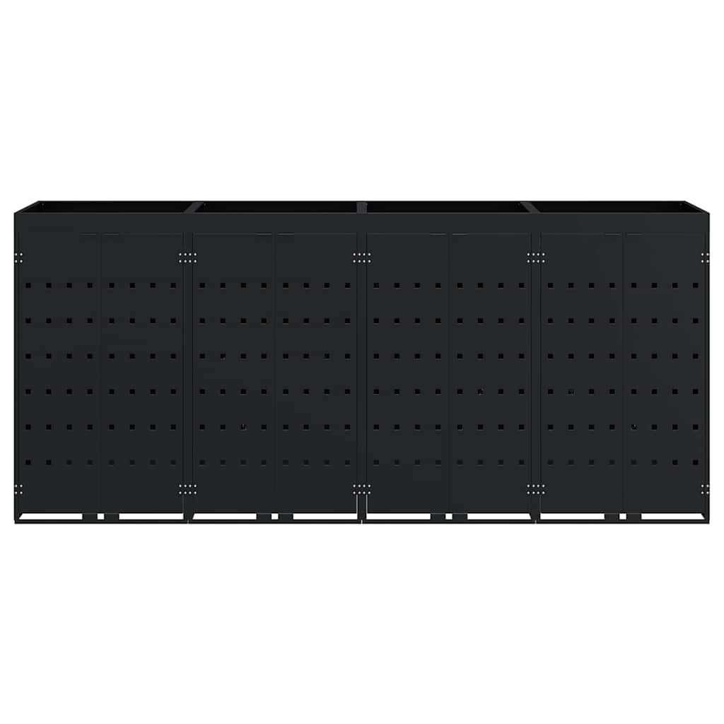 Contenitore per Rifiuti per 4 Bidoni Nero 272 x 77,5 x 121,5 cm