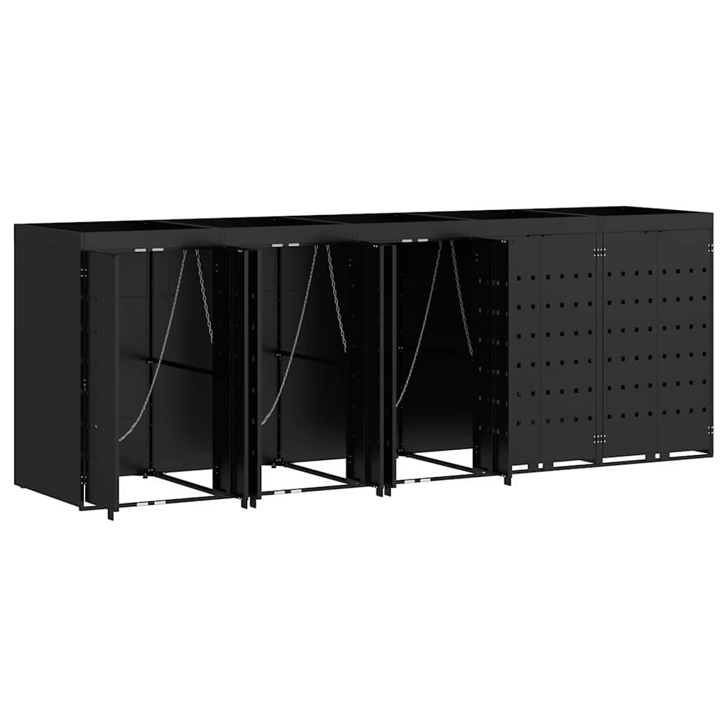 Contenitore per Rifiuti per 5 Bidoni Nero 340 x 77,5 x 121,5 cm