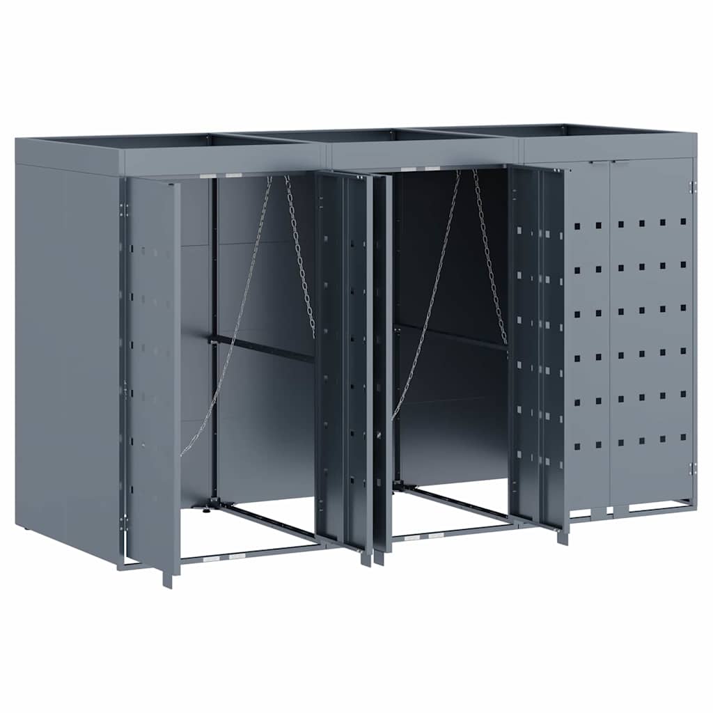 Contenitore per Rifiuti per 3 Bidoni Grigio chiaro