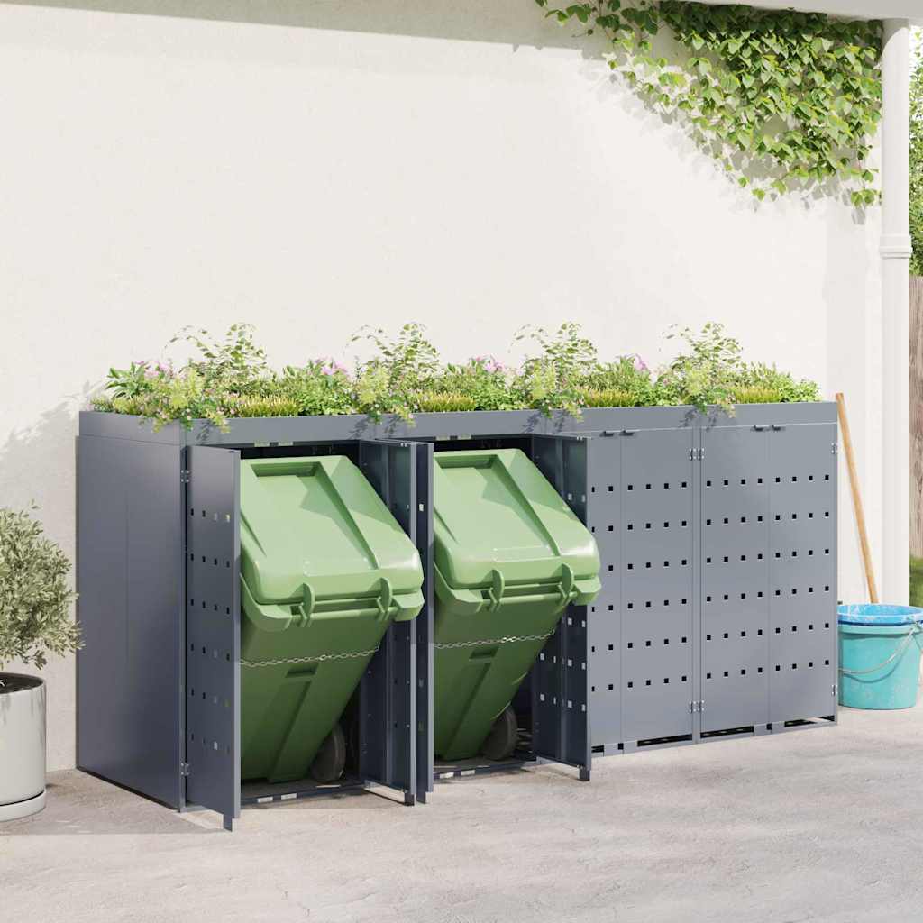 Contenitore per Rifiuti per 4 Bidoni Grigio chiaro